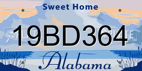 19BD364 Alabama License Plate