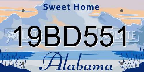 19BD551 Alabama License Plate