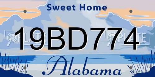 19BD774 Alabama License Plate