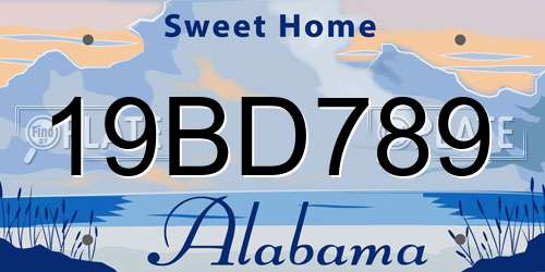 19BD789 Alabama License Plate