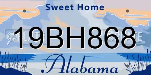 19BH868 Alabama License Plate