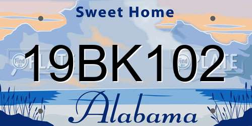 19BK102 Alabama License Plate