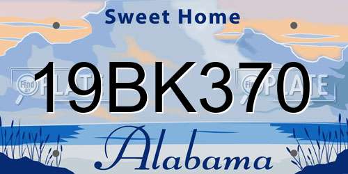 19BK370 Alabama License Plate