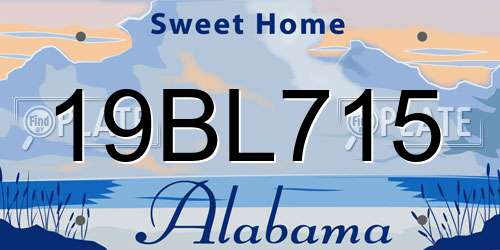 19BL715 Alabama License Plate