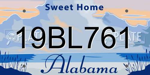 19BL761 Alabama License Plate