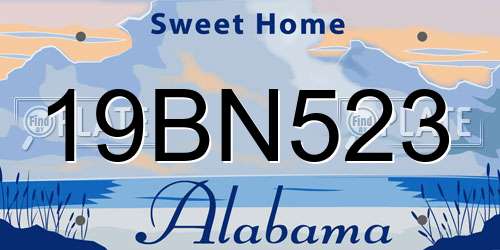 19BN523 Alabama License Plate