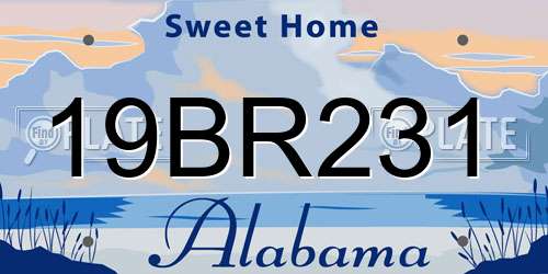 19BR231 Alabama License Plate