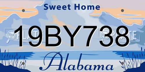 19BY738 Alabama License Plate