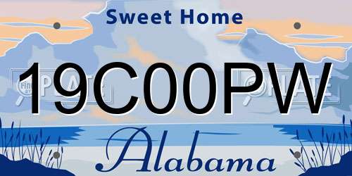 19C00PW Alabama License Plate