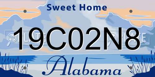 19C02N8 Alabama License Plate