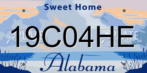 19C04HE Alabama License Plate