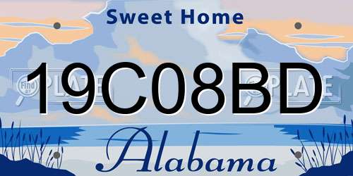 19C08BD Alabama License Plate