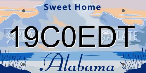 19C0EDT Alabama License Plate