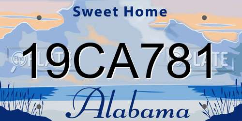 19CA781 Alabama License Plate