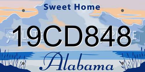19CD848 Alabama License Plate