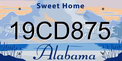 19CD875 Alabama License Plate