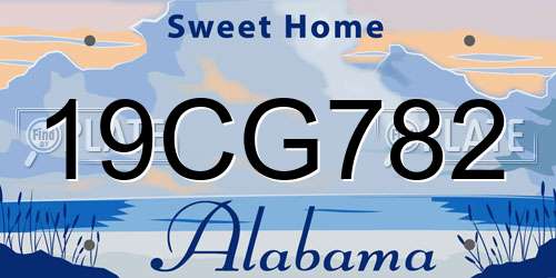 19CG782 Alabama License Plate