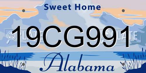 19CG991 Alabama License Plate