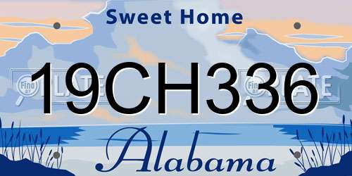 19CH336 Alabama License Plate