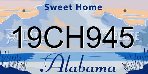 19CH945 Alabama License Plate