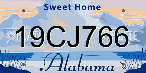 19CJ766 Alabama License Plate