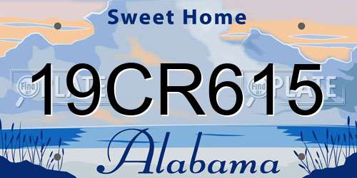 19CR615 Alabama License Plate