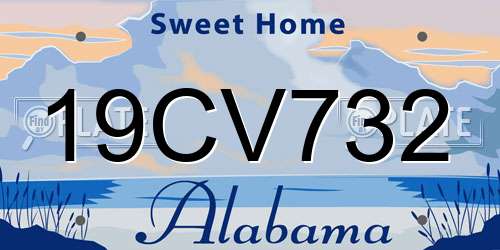 19CV732 Alabama License Plate