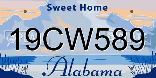 19CW589 Alabama License Plate