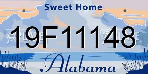 19F11148 Alabama License Plate