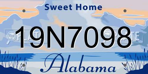 19N7098 Alabama License Plate