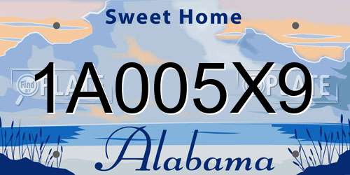 1A005X9 Alabama License Plate