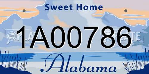 1A00786 Alabama License Plate