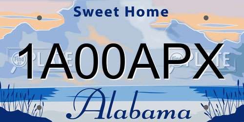 1A00APX Alabama License Plate