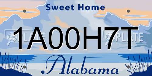 1A00H7T Alabama License Plate