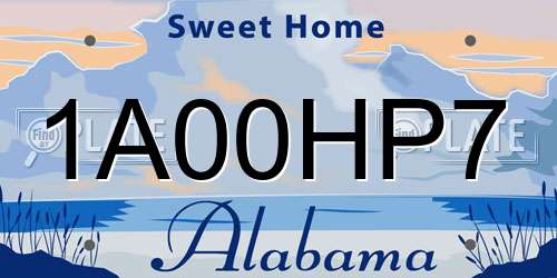 1A00HP7 Alabama License Plate
