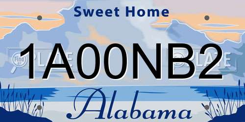 1A00NB2 Alabama License Plate