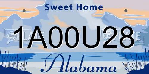 1A00U28 Alabama License Plate