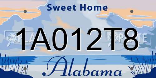 1A012T8 Alabama License Plate