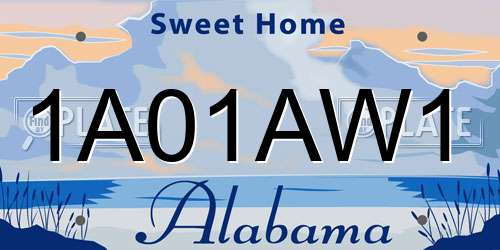 1A01AW1 Alabama License Plate