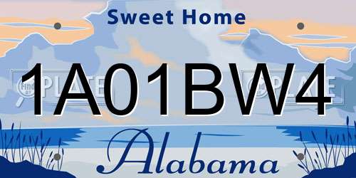 1A01BW4 Alabama License Plate