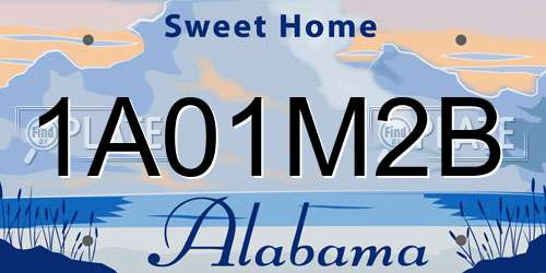 1A01M2B Alabama License Plate