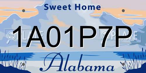 1A01P7P Alabama License Plate