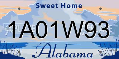 1A01W93 Alabama License Plate
