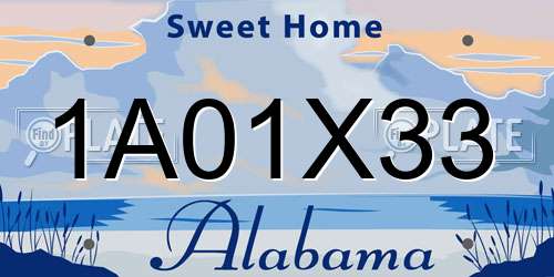 1A01X33 Alabama License Plate