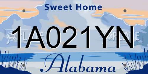 1A021YN Alabama License Plate