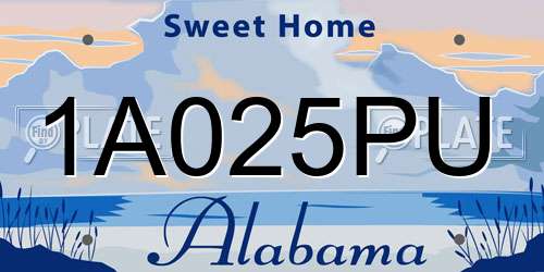 1A025PU Alabama License Plate