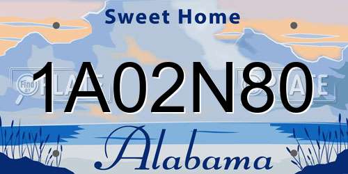 1A02N80 Alabama License Plate