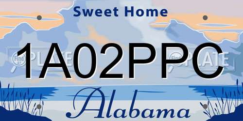 1A02PPC Alabama License Plate