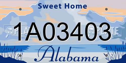 1A03403 Alabama License Plate