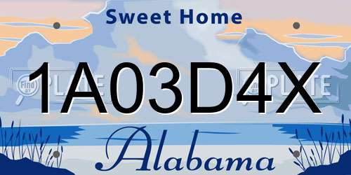 1A03D4X Alabama License Plate